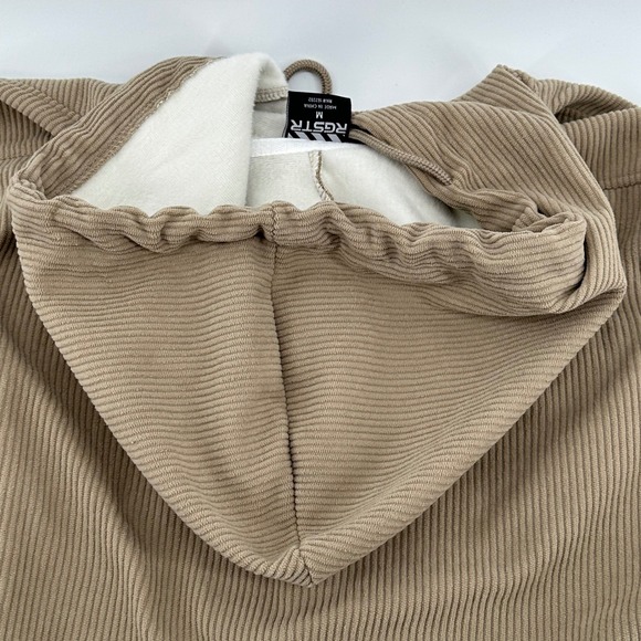 RGSTR Wide Wale Corduroy Hoodie Jacket Tan Button Front Fleece Lined Mens M - Picture 8 of 8